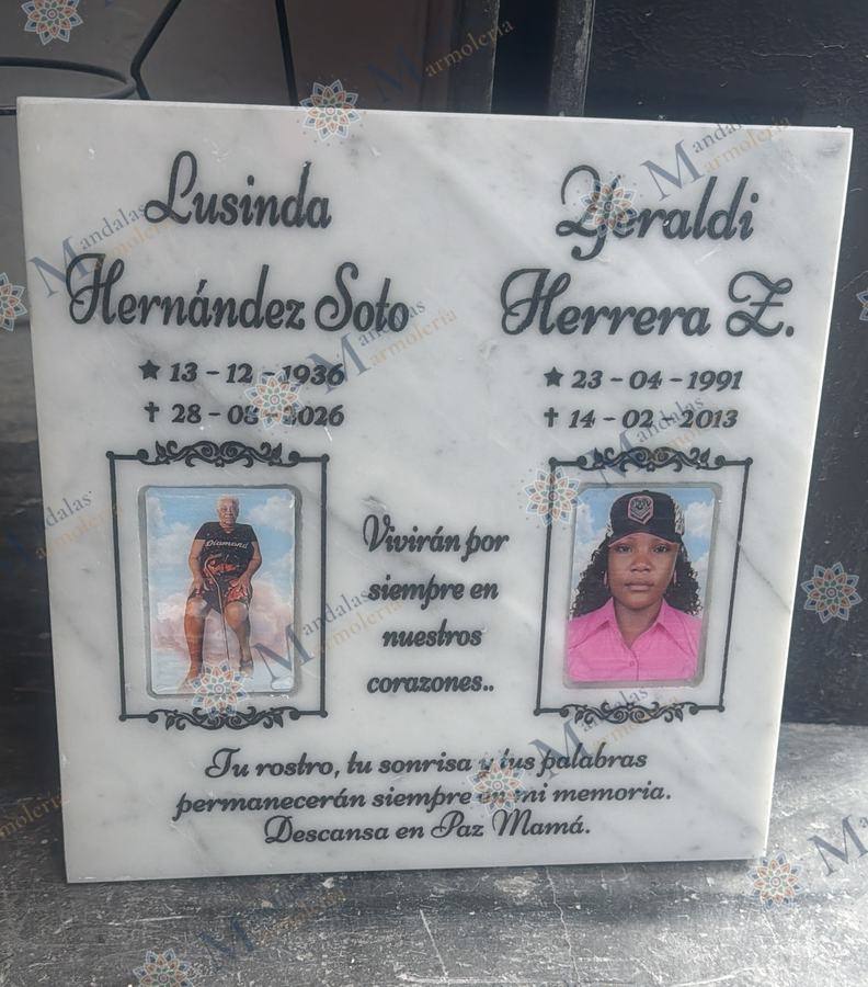 Placa en mármol blanco, rectangular, Ref. 192