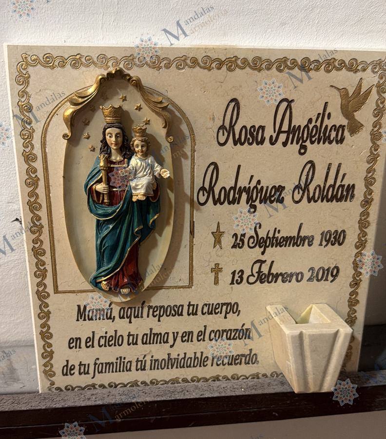 Placa en mármol crema, rectangular, Ref. 99