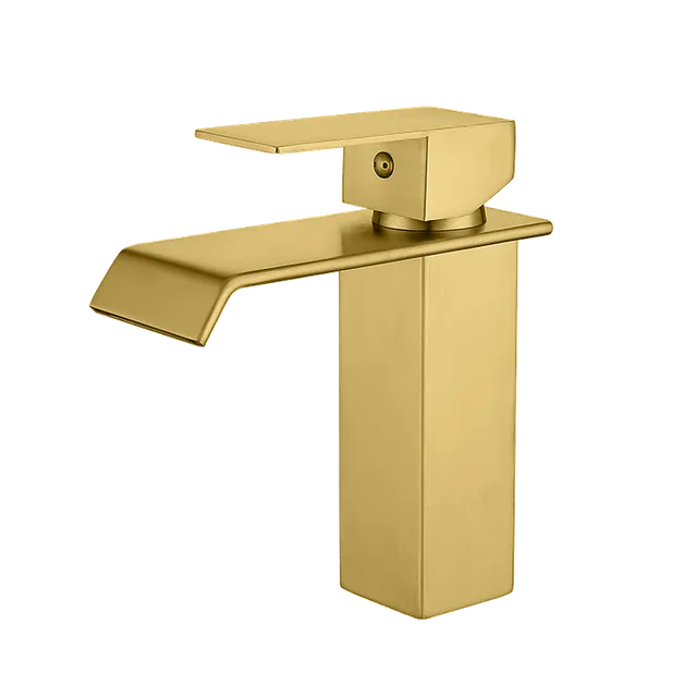 1007 tipo cascada, grifería de baño monocontrol, en dorado
