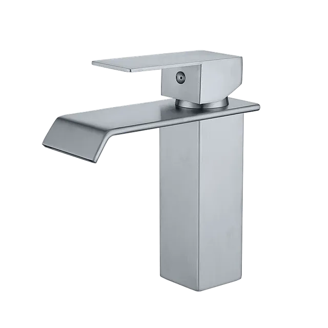 1007 tipo cascada, grifería de baño monocontrol, en satinado