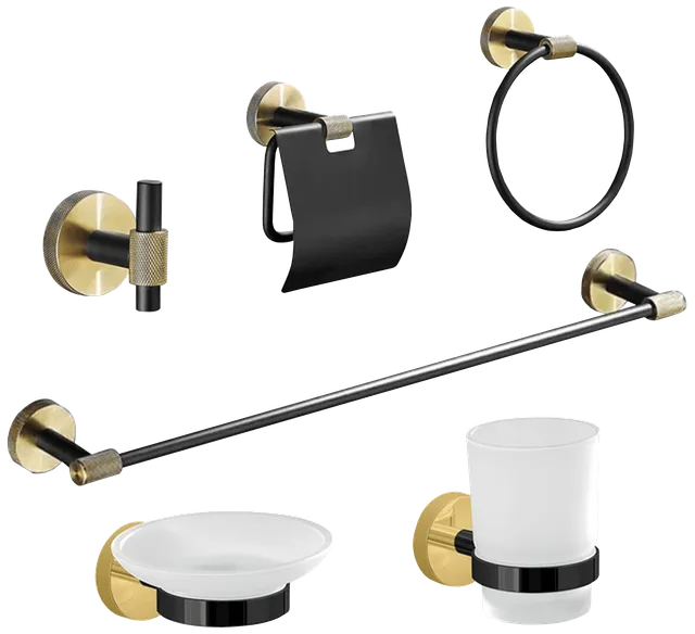 15000 Series, juego de accesorios de baño, en dorado y negro