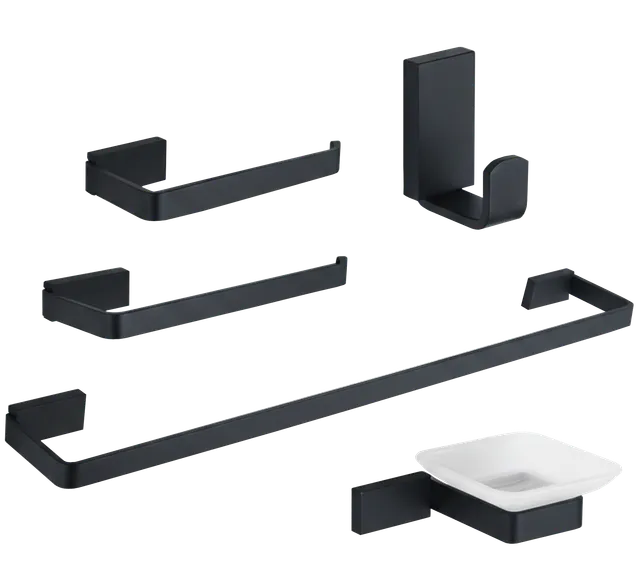 9001 Series, juego de accesorios de baño, en negro