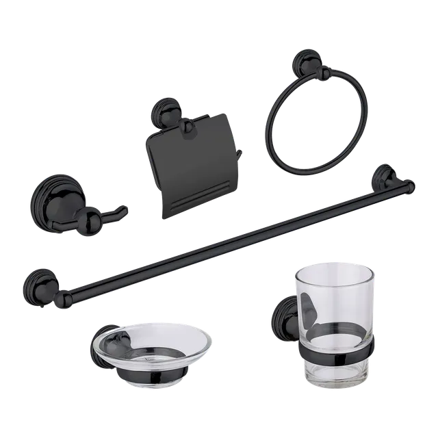 Atalaya, juego de accesorios de baño, en negro