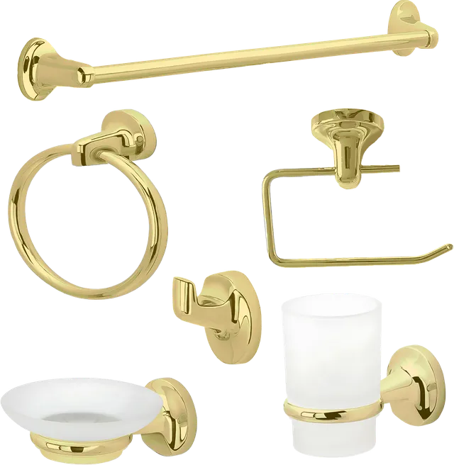 Bathroom, juego de accesorios de baño, en dorado