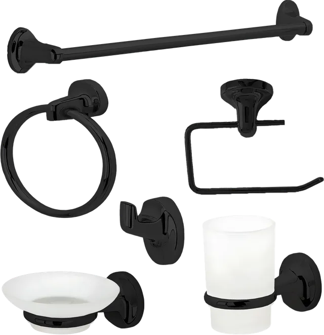 Bathroom, juego de accesorios de baño, en negro