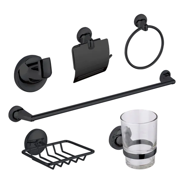 Bélgica, juego de accesorios de baño, en negro