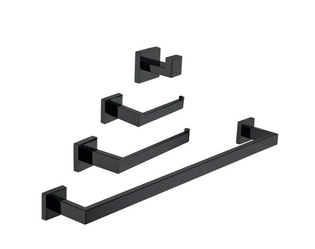 Cantón, juego de accesorios de baño, en negro