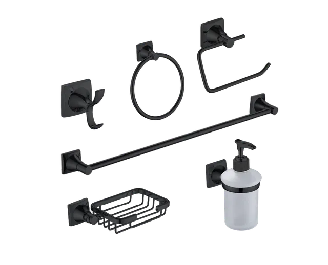 Capadocia, juego de accesorios de baño, en negro