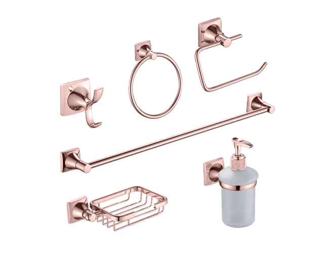 Capadocia, juego de accesorios de baño, en oro rosa