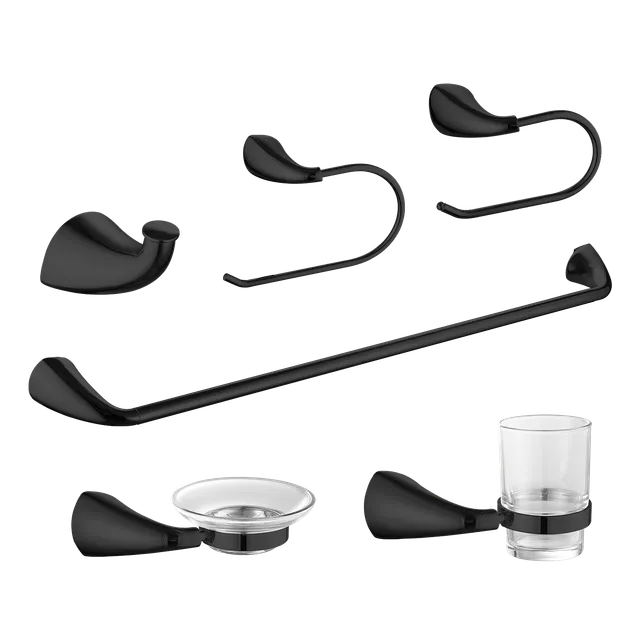 Izmir, juego de accesorios de baño, en negro
