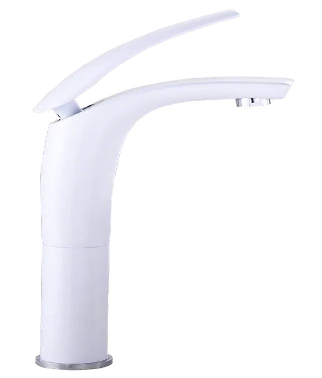 Luna alta y media, grifería de baño monocontrol, en blanco