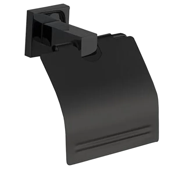 Papelera acero inoxidable, papelera portarrollo, en negro