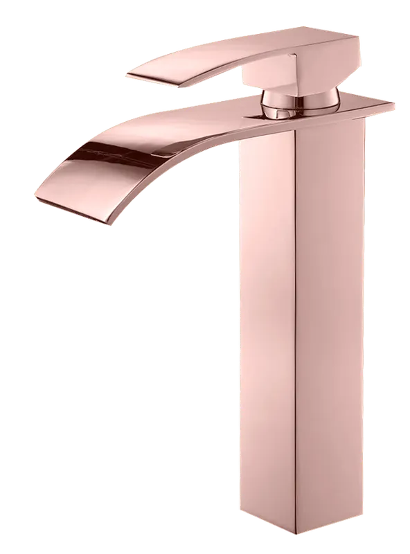 Paula alta cascada, grifería de baño monocontrol, en oro rosa