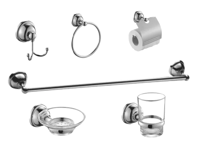 Valkiria, juego de accesorios de baño, en cromado
