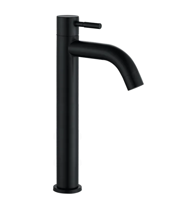 Veza alta, grifería de baño de agua fría, en negro