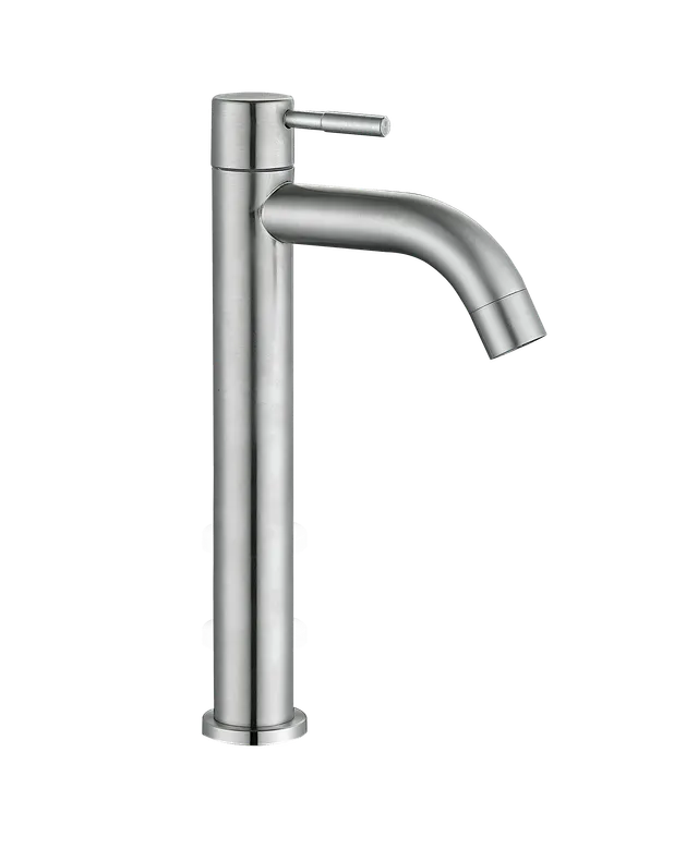 Veza alta, grifería de baño de agua fría, en satinado